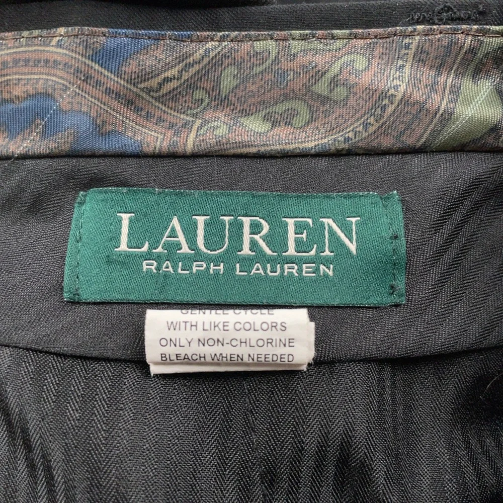 Lauren Ralph Lauren Dress Pants Mens 36x29 Black Pleated Cuffed Poly Rayon